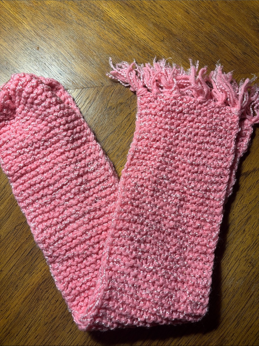 Source Unknown Pink Knit Fringe Scarf - Women's Accessories